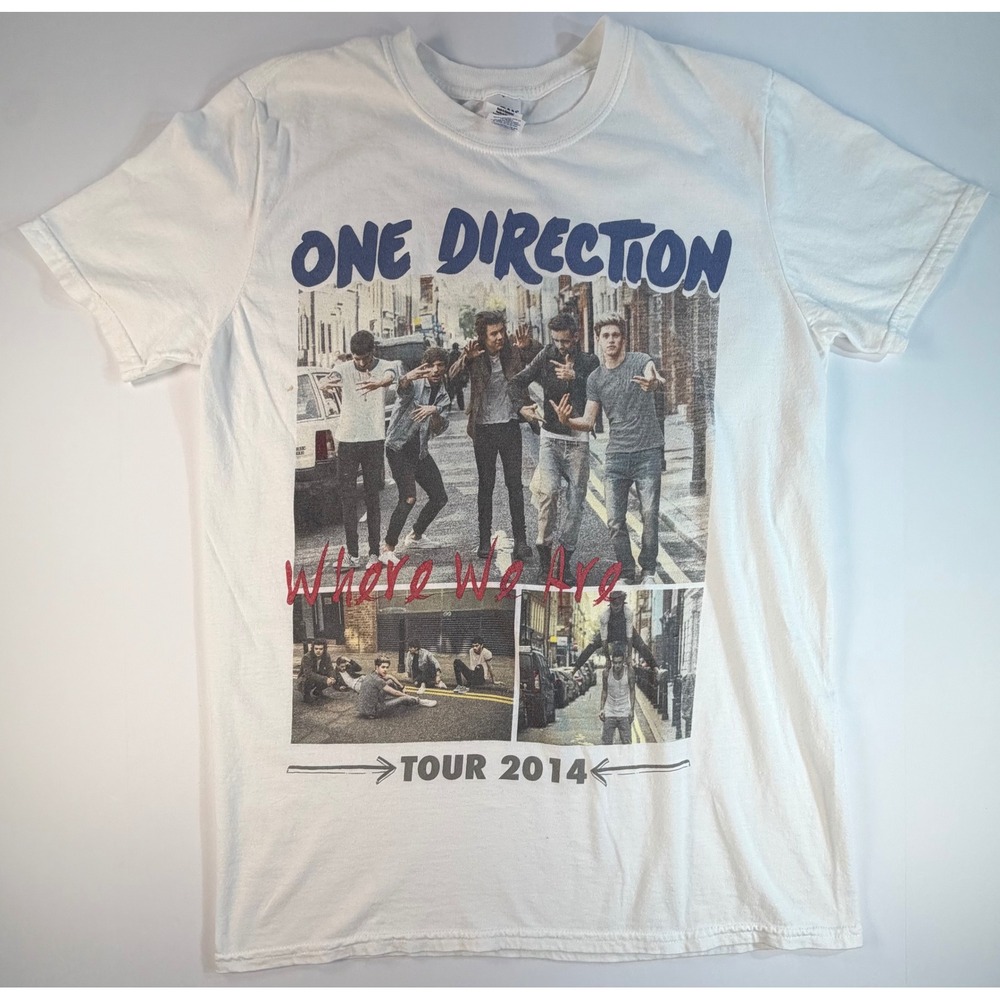 One Direction Where We Are Tour 2014 T-Shirt White Mens Medium Concert Graphic